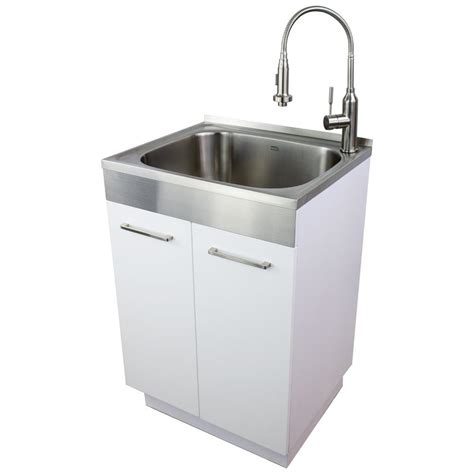 stainless steel laundry utility sink and cabinet|utility sink cabinet all one.